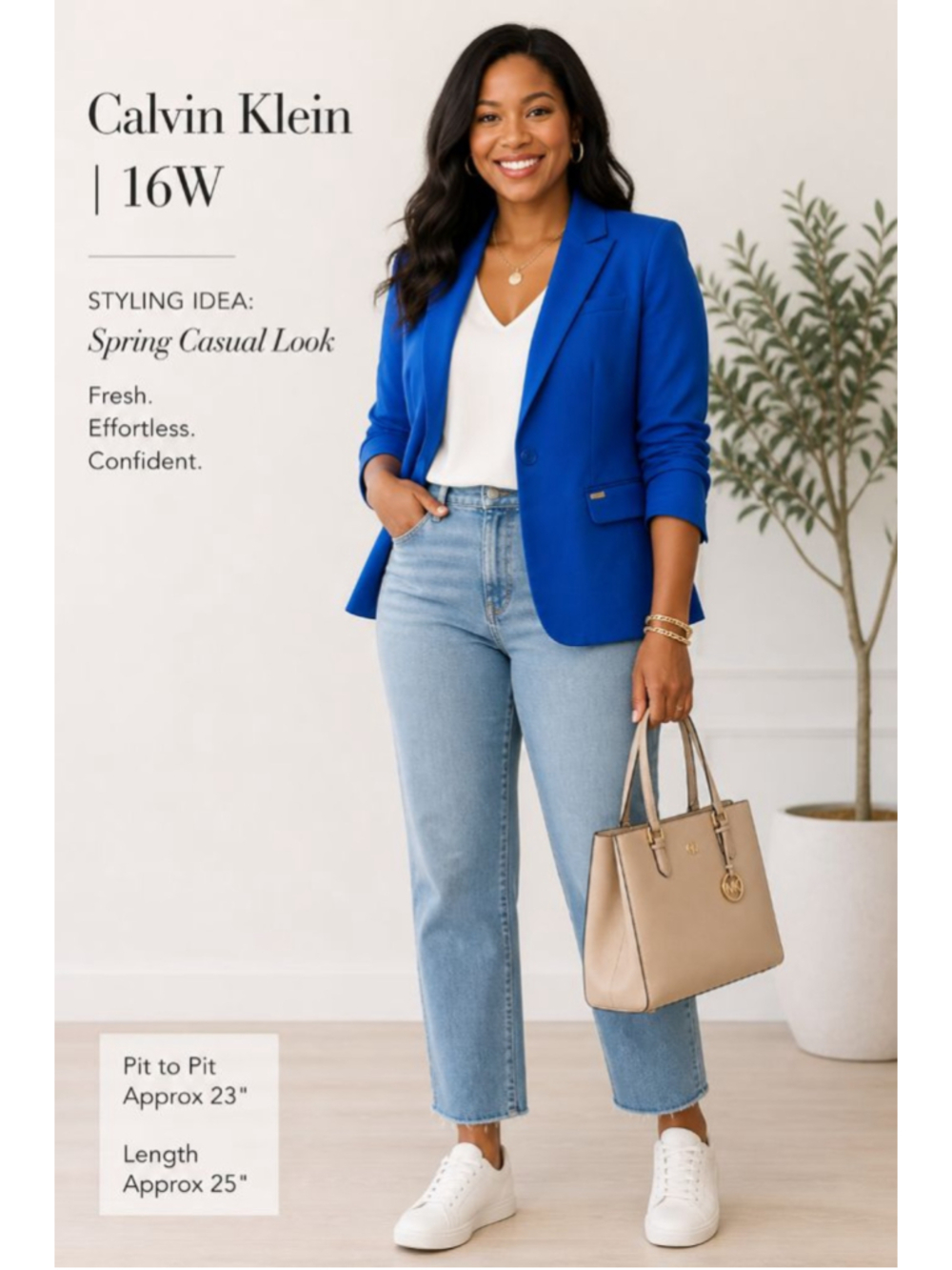 Calvin Klein Royal Blue Women's Blazer Jacket - Picture 3 of 14